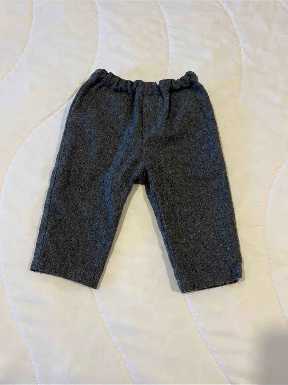 12M Classic Gray Baby / Toddler Elastic-Waist Wool Pants